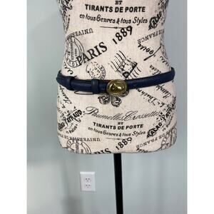 Vintage Dooney & Bourke Dark Blue Belt with gold Buckle